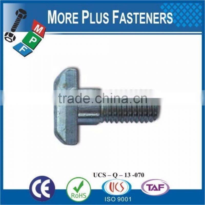 Made In Taiwan Stainless Steel Black Oxide Bright Zinc Plated Tee Head Bolt