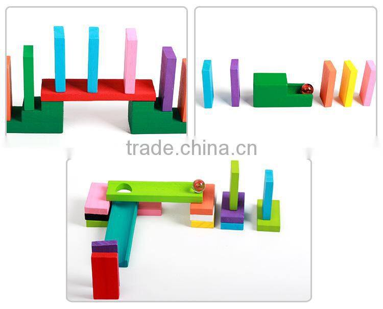 wholesale cheap 120pcs colored educational wooden dominos rally toy game set