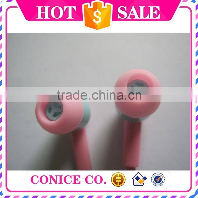 2015 hottest sale waterproof pink silicone plastic plug in ear earbuds magic stereo HIFI handsfree wired earphones with mic