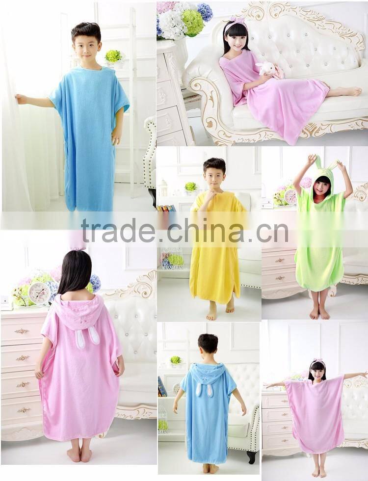 Kids towel poncho 100% cotton towelling fabric embroidered