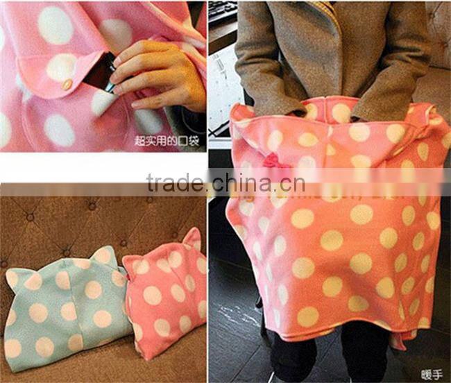 Unisex Polar Fleece blanket with hood, home dress blanket