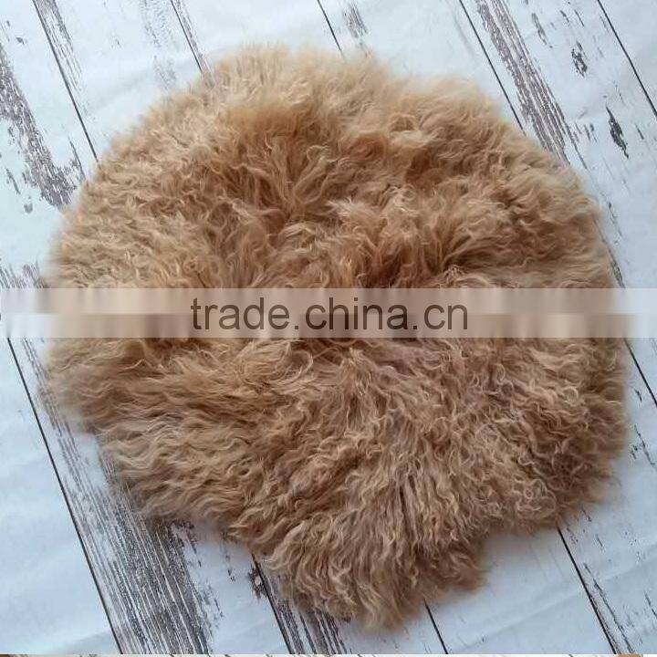 Curly round fur blanket Newborn ruffle wool layer backdrop Baby basket stuffer chunky blanket background Baby nest filler