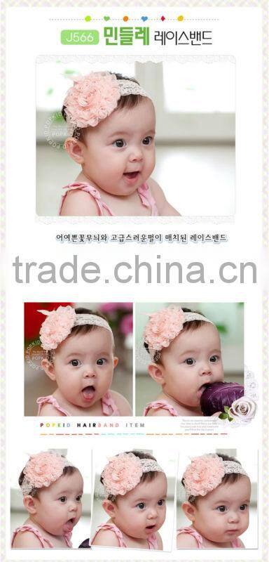 2014 new style cute headband baby,slik lace chiffon fabric flower baby headwear/headband for girl/children
