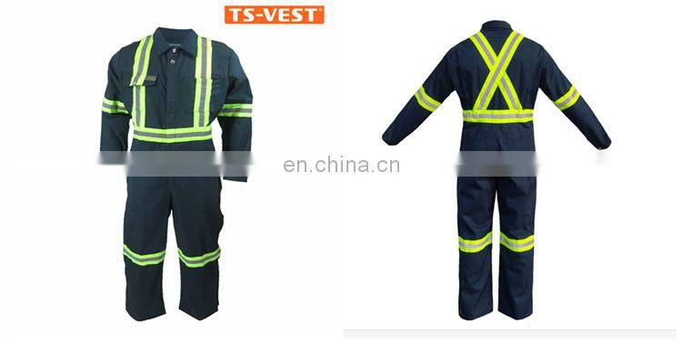 Hot sell long-sleeve workwear fireproof reflective safety coverall