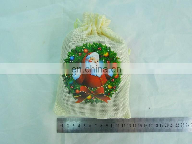 Wholesale Christmas Santa Drawstring Jute Bag for Gift