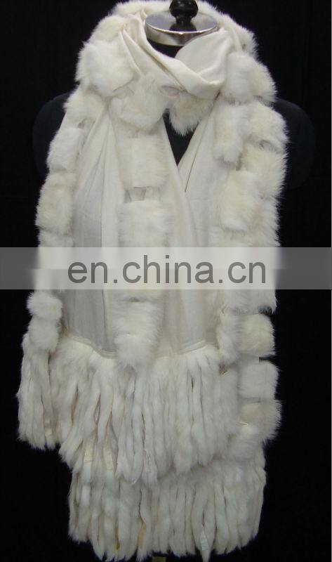 Silk Pashmina wool Fur trim fringed shawls 2017