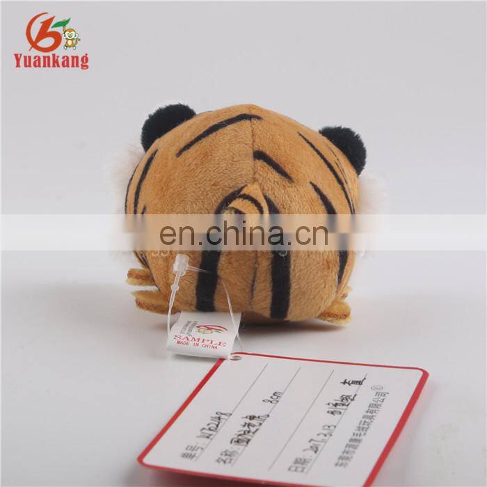 Mini cylinder-shaped 8cm plush keychain tiger toy