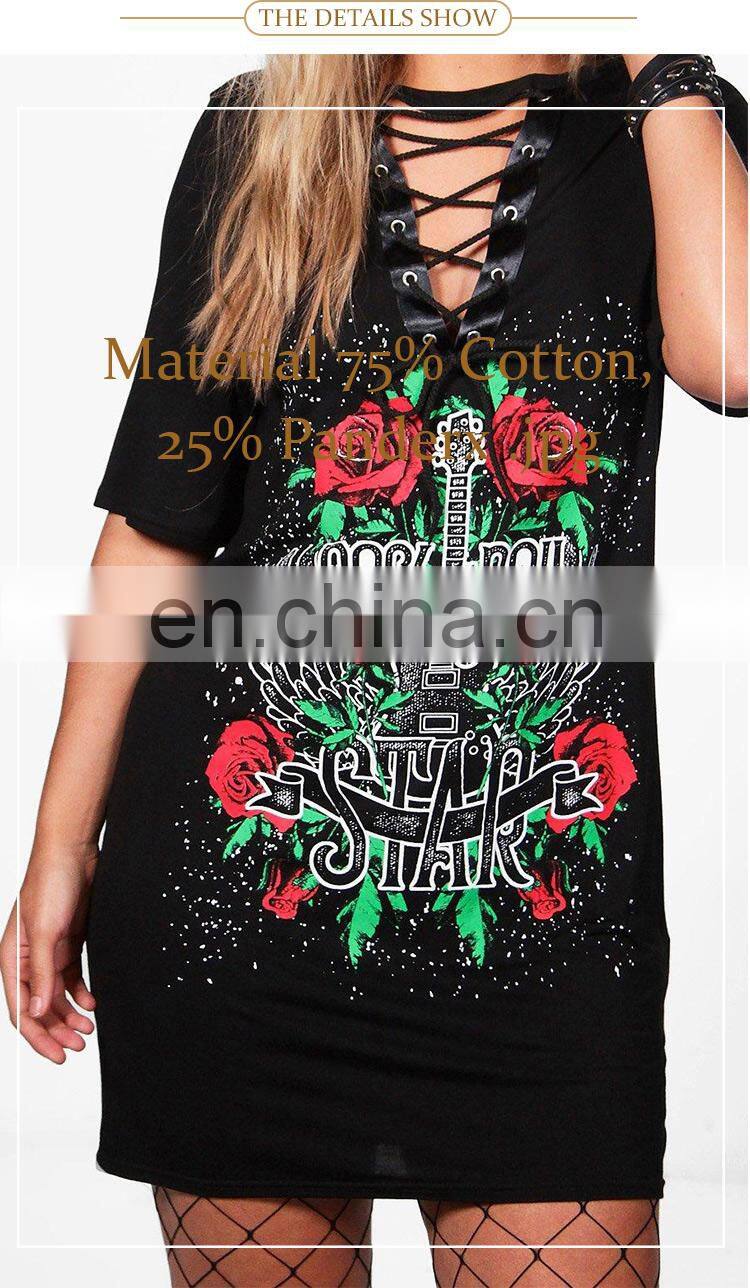 new design women summer casual printed t shirt dress
