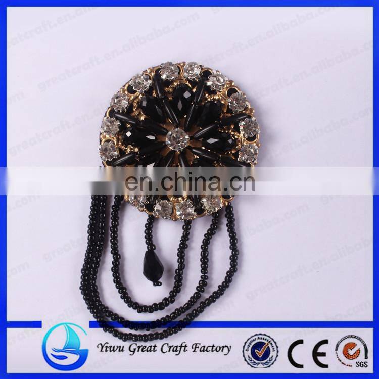 New fashion foreign trade sector shoes flower black exquisite handmade beaded crystal flower