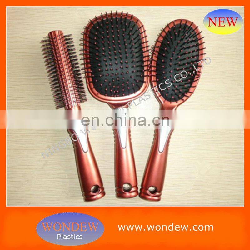 Plastic silver hair brushes line for hair salon