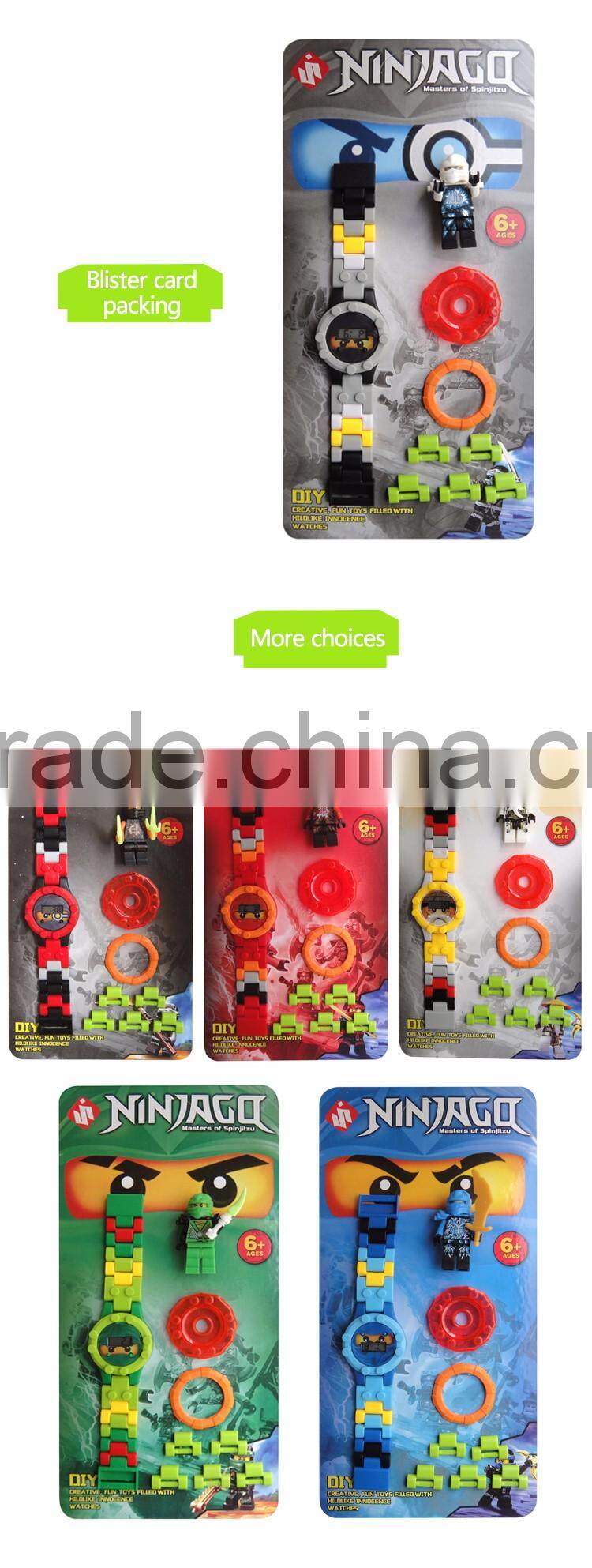 2016 newest products children plastic building blocks electronic watch with minifigures