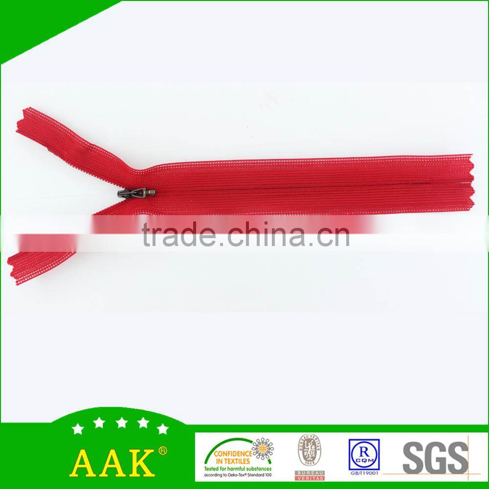 3# silver wedding dresses invisible zips with metallic color triangle hook slider