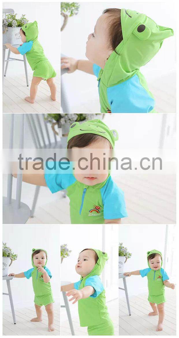 Wholesale tankinis hooded baby swimwear suit with cute animal design for summer