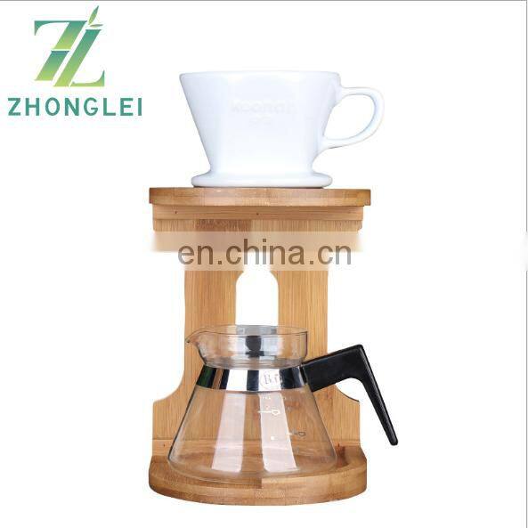 Wholesale Bamboo Hand Coffee Drip Stand bamboo Coffee Filter Holder Set for Holding Coffee Dripper