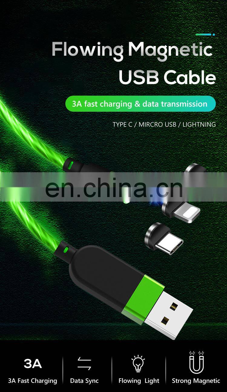 Led Luminous Lighting Mobile Phone Fast Charging Usb Magnetic Data Cable