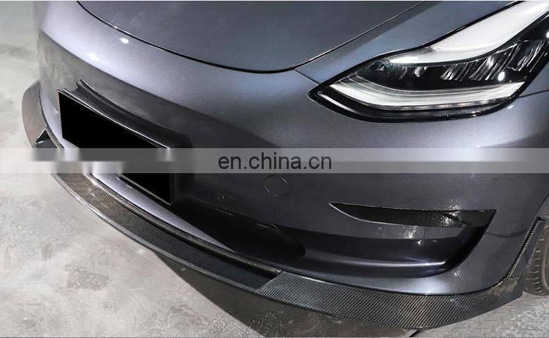 Runde Top Quality Front Shovel For 17-19 Tesla Model 3 Carbon Fiber Front Lip Spoiler