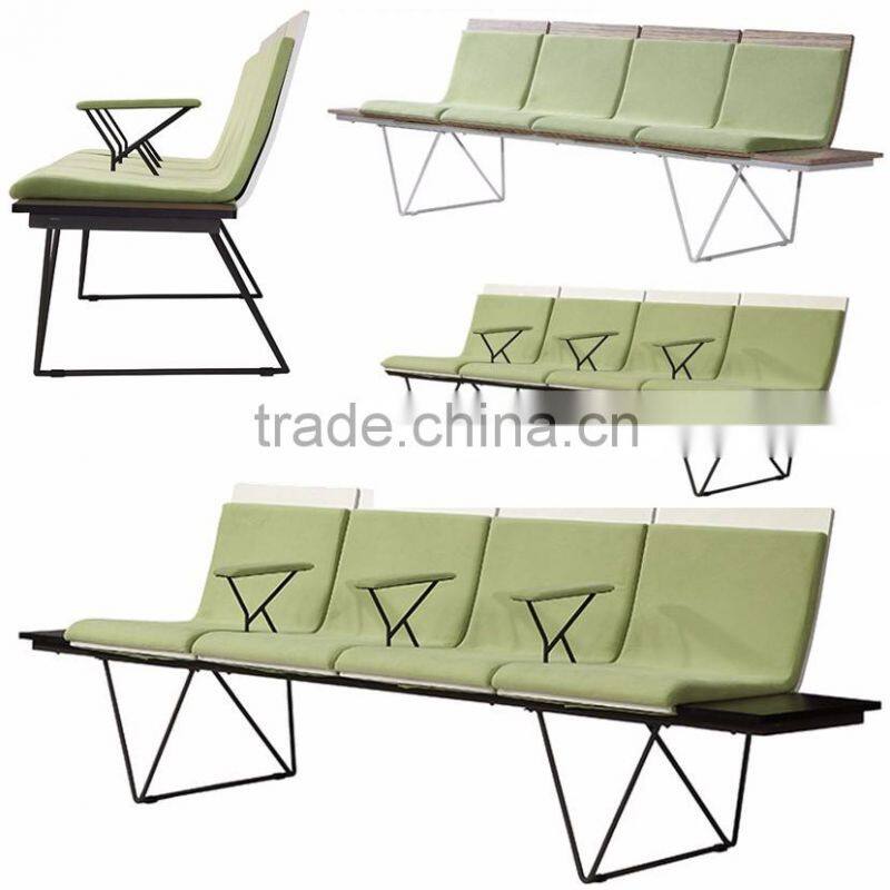 Curve plywood waiting chair airport chair lounge chair H63D-3-V for public seating