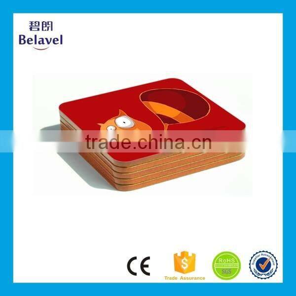 High quality cork drinking coaster printed custom MDF cork coaster