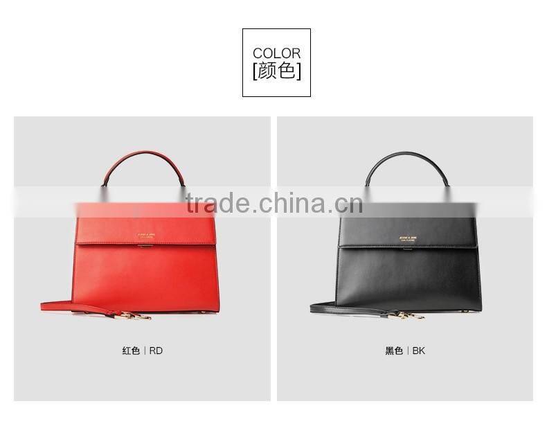 Hot selling wholesale new fashion red genuine leather handbag / leather bags women shoulder bag/ leather satchel bag