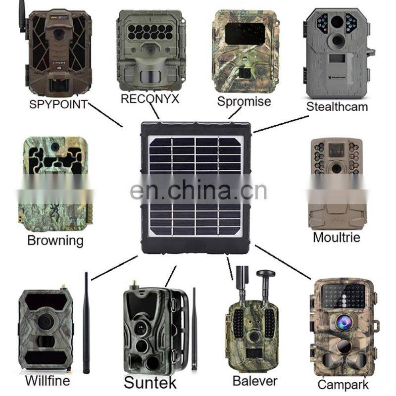 All-in one high conversion rate 6v 9v 12v built in 8000mah lithium battery outdoor hunting trail camera solar panel kit