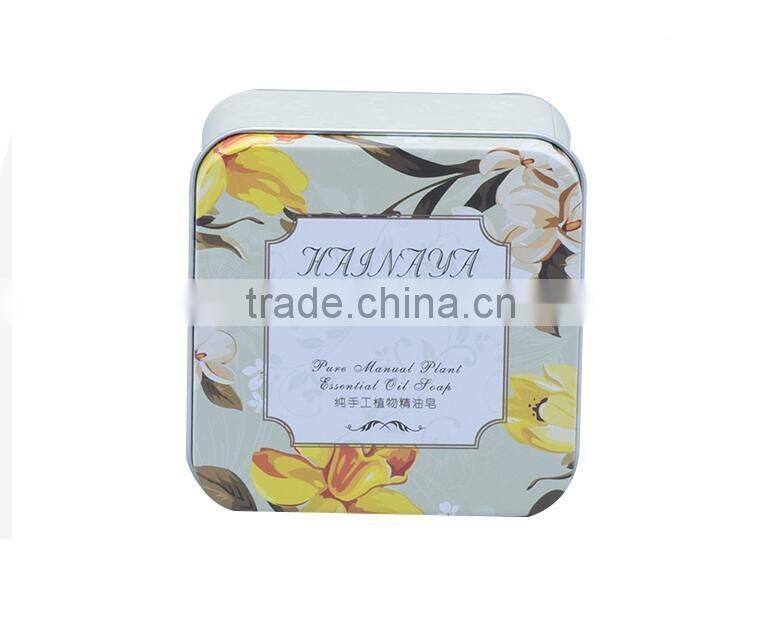 small square cosmetic package metal soap tin box