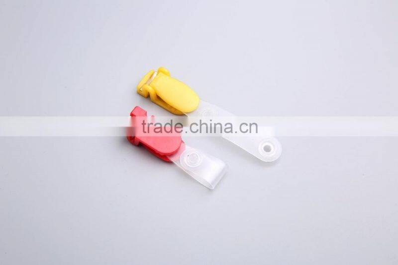 Colorful plastic name badge clip