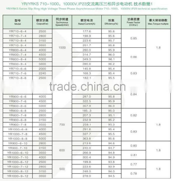 AC Motor bicycle motor motor DC Motor Y Series 6-10KV Squirrel Cage High Voltage three phase asynchronous motor (710-1000)mm)