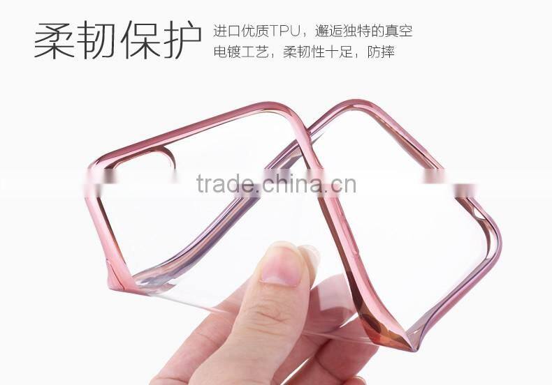 0.6MM Anti-Scratch Newest Transparent TPU Back Cover With Soft Electroplate Phone Case TPU Mobile Case for iphone 6