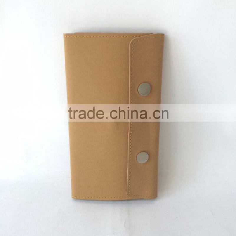2016 fashion brown kraft paper bag metal button long wallet