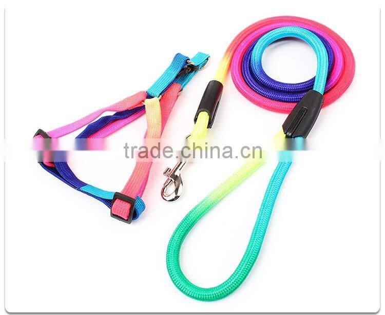 Wholesale pet supplies dog rope chain Colorful round harness leash