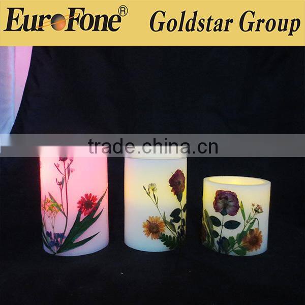 Christmas decoration dry flower series flat mouth pillar wax led candle light