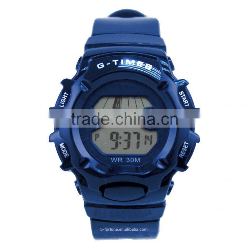 LP1339_BL Rubber Blue color Chrono Day Tech light pusher Multifunction Digital stop watch