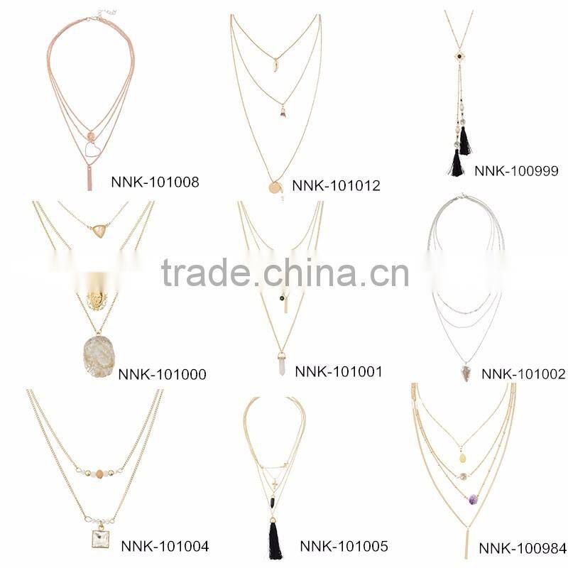 Pink Resin Semi Precious Stone Gold Chain Jewellery Fashion Teen Girls Necklace