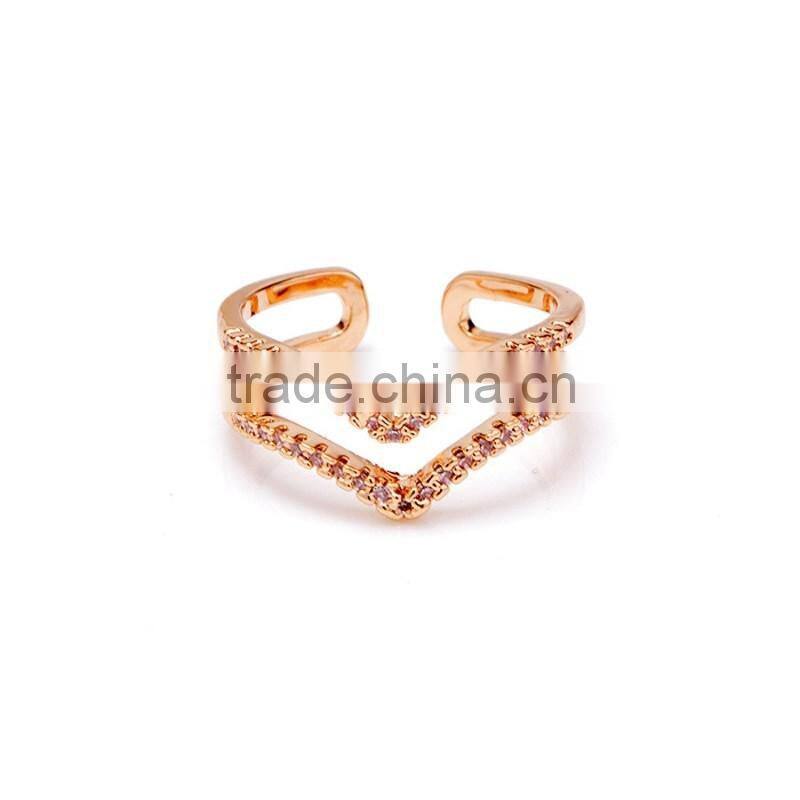 2 Gram Arrow Shape Rose Gold Jewelry Zircon Engagement Ring
