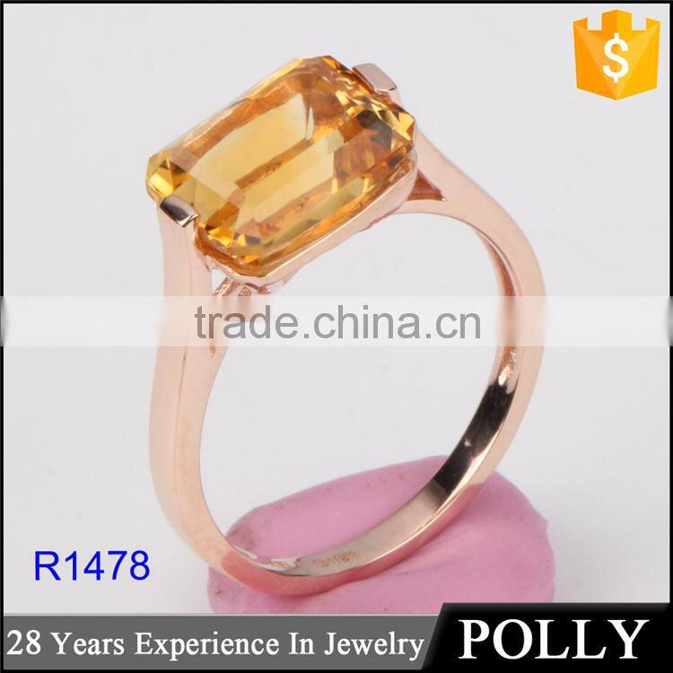 New design ladies lucky stone finger rose gold ring 2016