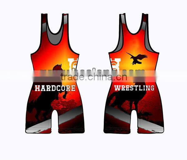 low price sleeveless youth cheap sublimated wrestling singlets for sale