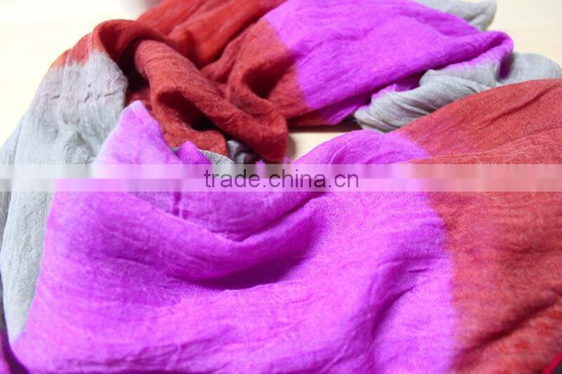 Fashionable polyester voile Dyeing long scarf