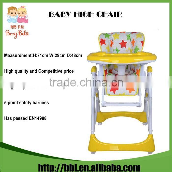 EN14988 Approved Eco-Friendly Foldable All Age Babies Recommended Plastic Feeding High Chair