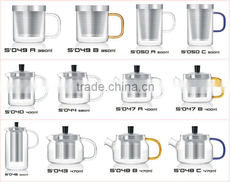 SAMADOYO 400ML Handblown High Borosilicate Glass Teapots With Stainess Steel Infuser