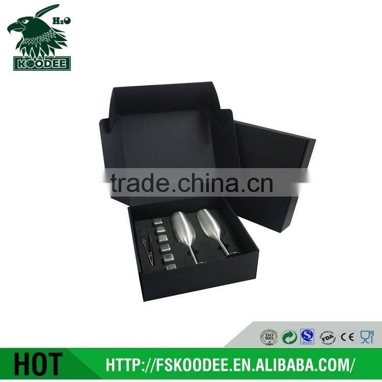 Stainless color two sets ofchampagne glass gift set