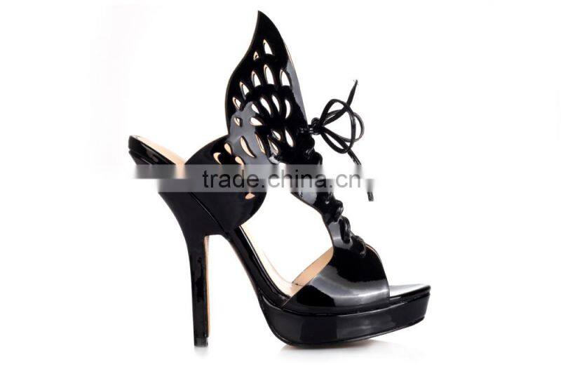 2015 Latest design lady shoes Party sexy women high heel shoes Black women sandals
