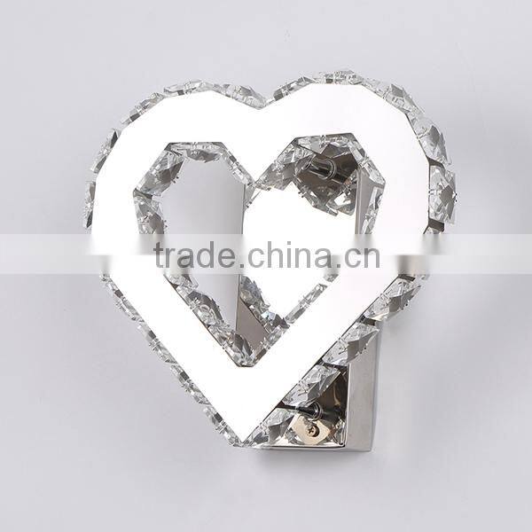 lovely heart shaped crystal wall lamp