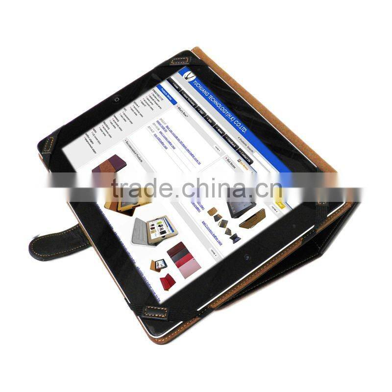 Leather Pouch Case Smart Cover Jacket w/ Stand for the New iPad 3 BLK 01