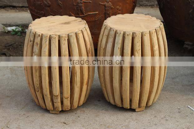 Chinese antique natural wooden round stool