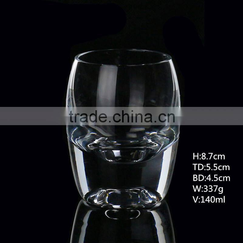 Lead crystal customized glassware producer Thick Bottom round mini whisky shot glass