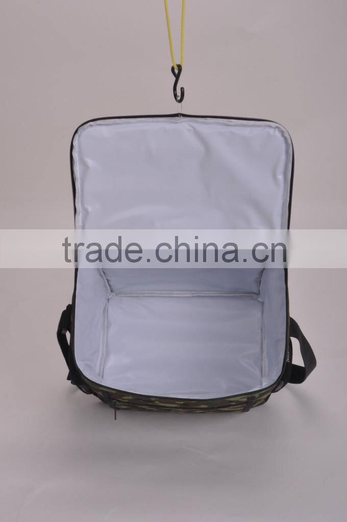 oxford 600D camouflage cooler lunch bag with mesh side pocket