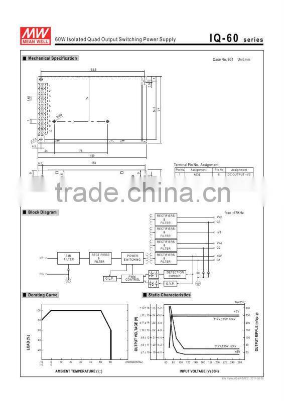meanwell 60w Isolated Quad Output Switching Power Supply