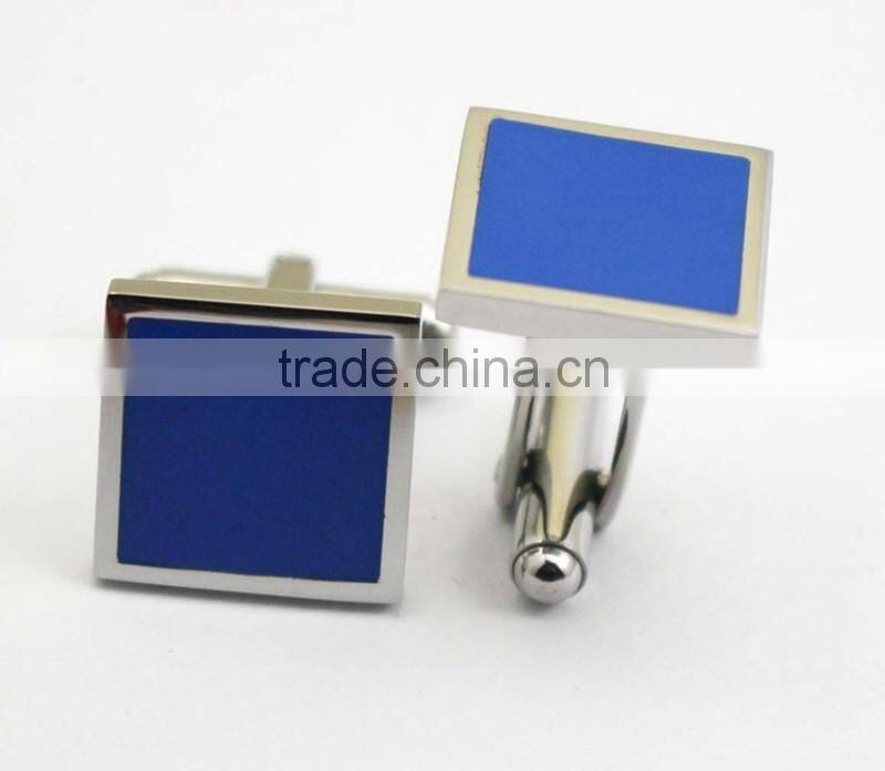 Wholesale Blue Square Shape Stainless Steel Cuff link