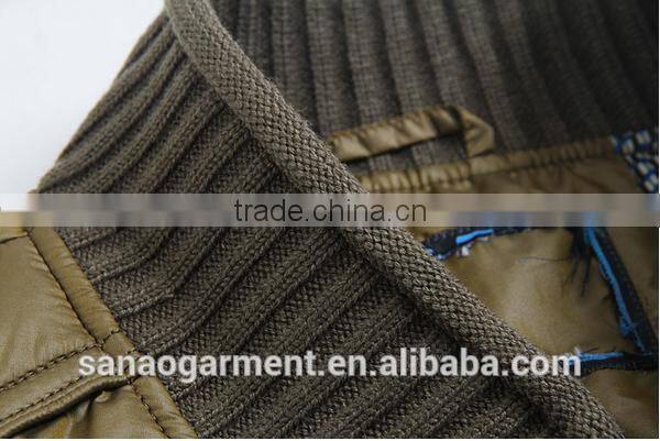 2015 casual men's knitted collar slim fit cotton-padded jacket