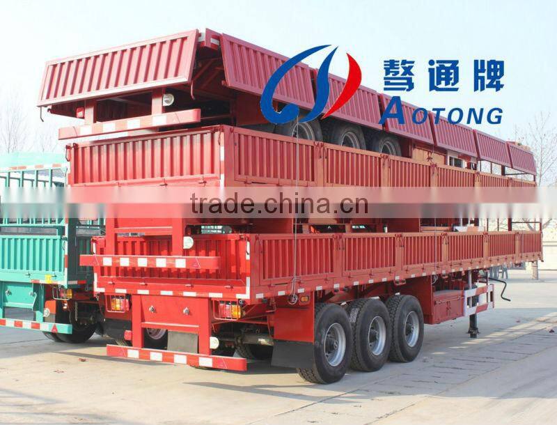 3-axle side wall open cargo transportation side breast board semi trailer for sale